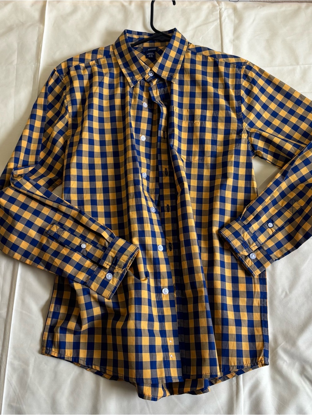 Boy’s Yellow and Navy Check Button-Down Shirt